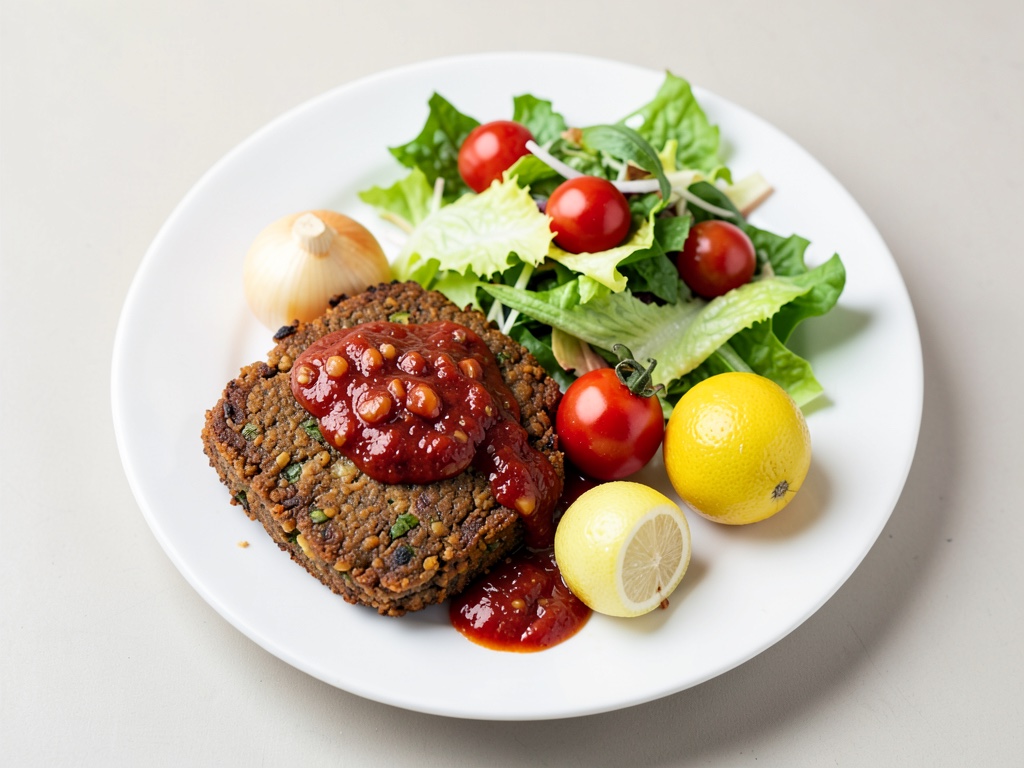 Falafel croccanti con salsa di peperoni arrostiti e insalata iceberg croccante