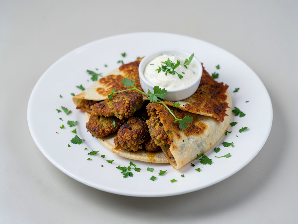 Falafel-Pita croccanti con yogurt dip