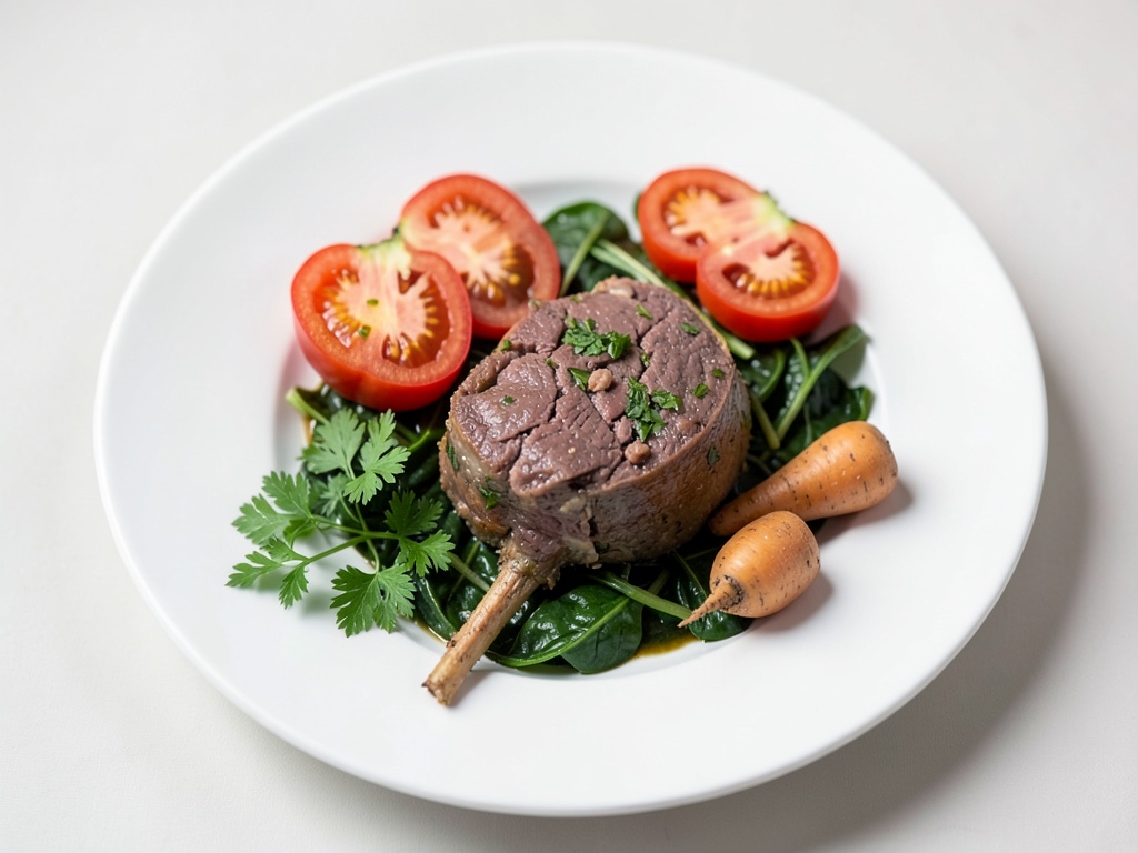 Polpettone di carne su spinaci cremosi