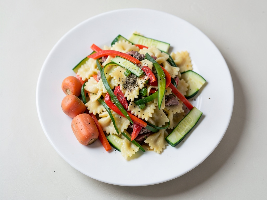 Insalata di farfalle con striscioline di verdure