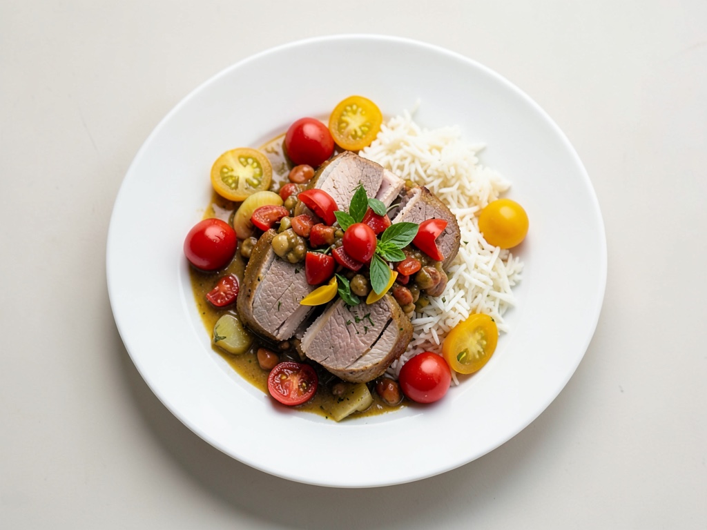 Tenero gulasch di tacchino con peperoni e riso