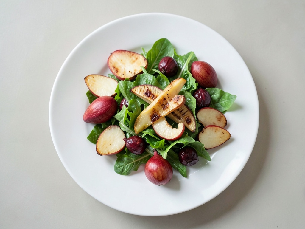 Mâche avec des tranches de poire sautées
