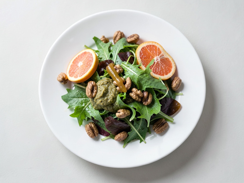 Espinacas de campo con pomelo y nueces