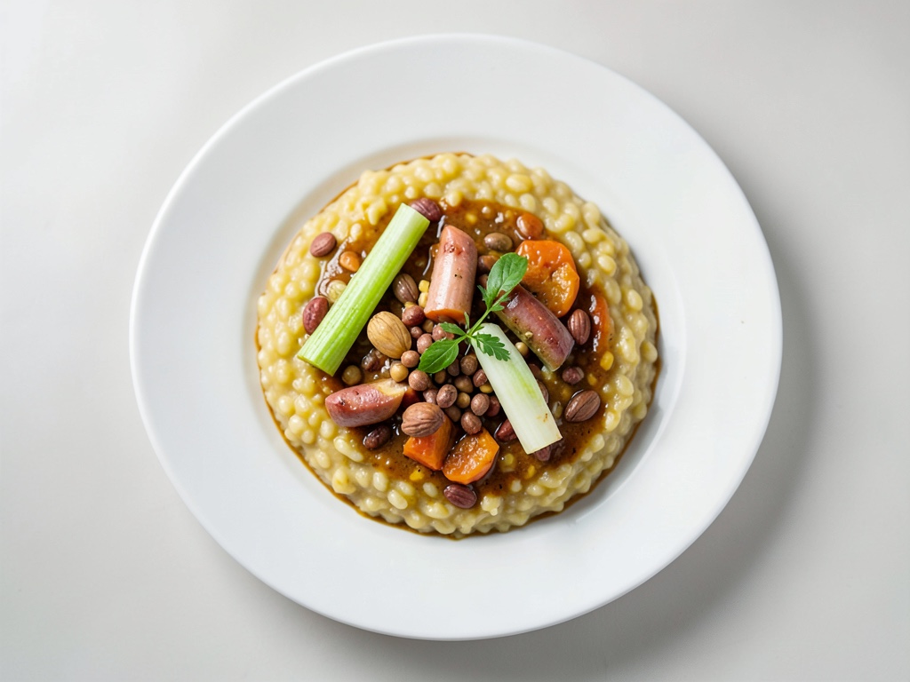 Risotto con finocchio, frutto della passione e pinoli tostati