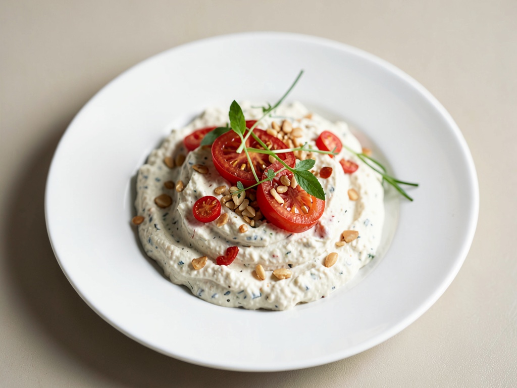 Dip cremoso de feta con pimientos rojos y piñones