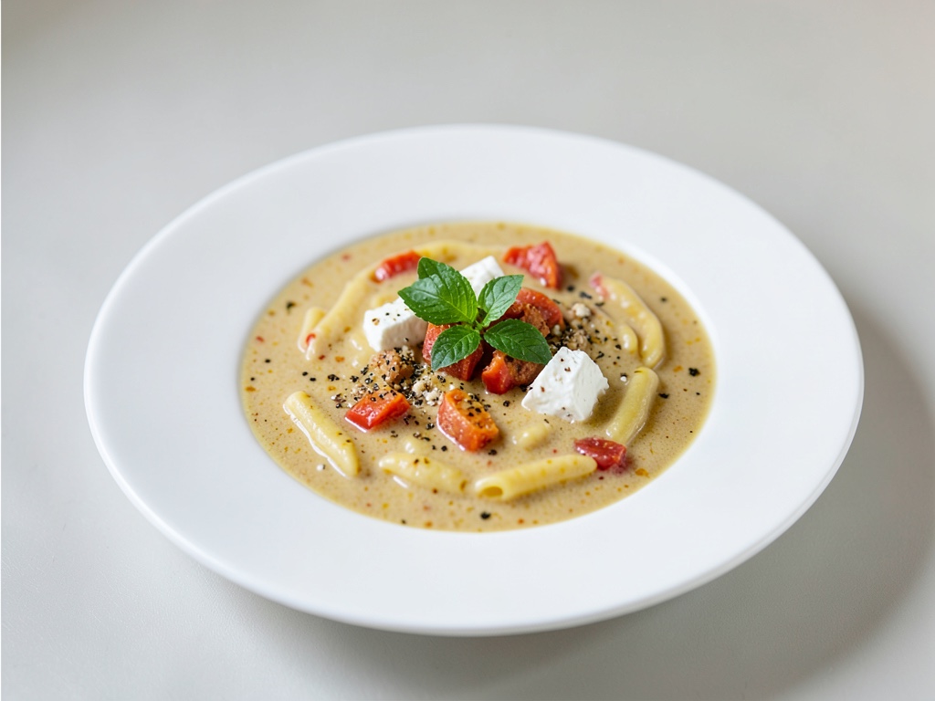 Zuppa di pasta cremosa al feta e pomodoro