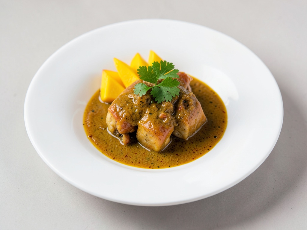Curry di pesce con mango e coriandolo