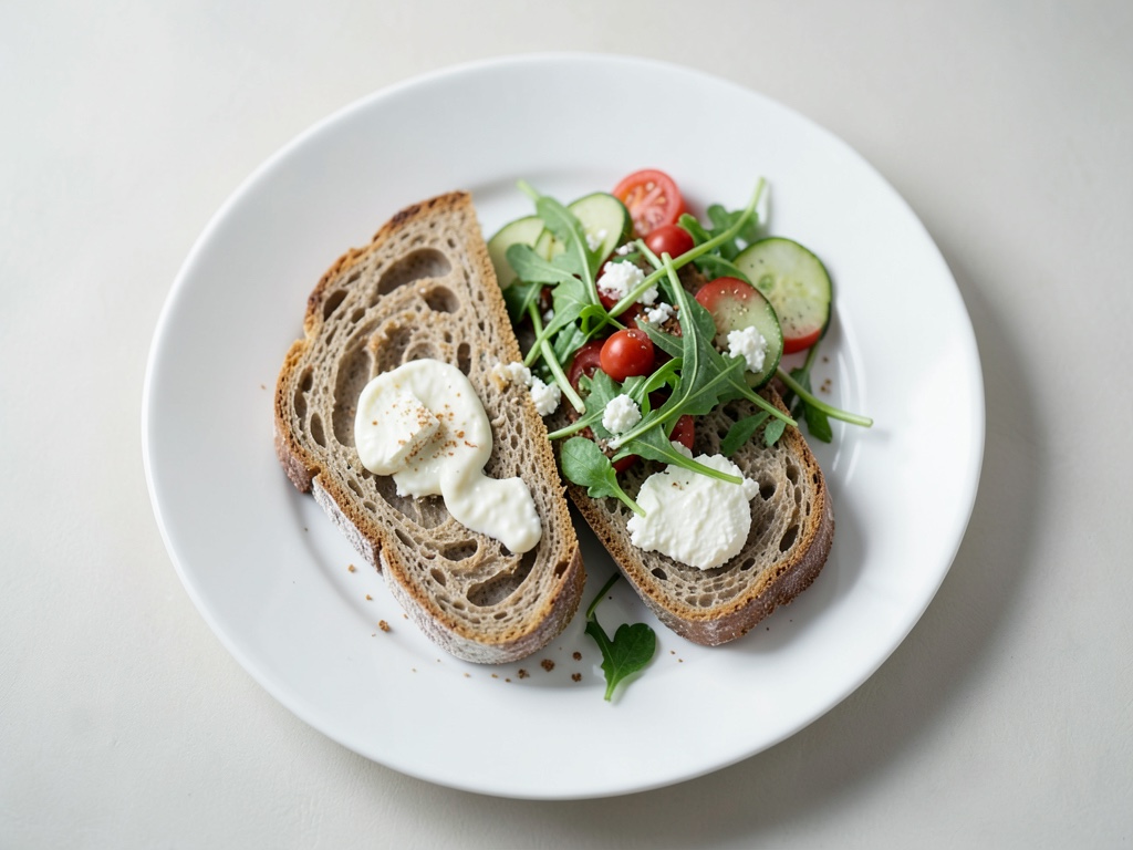 Fladenbrot mit Feta-Dip und Rucola-Gurken-Salat