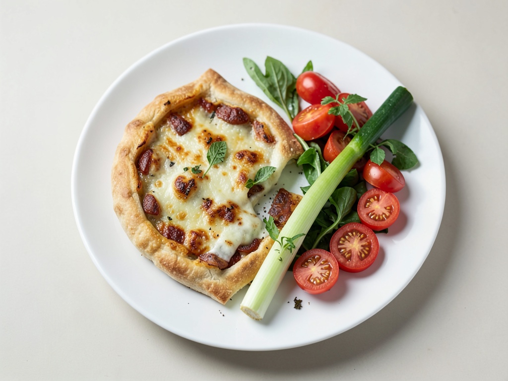 Torta fritta croccante Lorraine con insalata di pomodori fresca