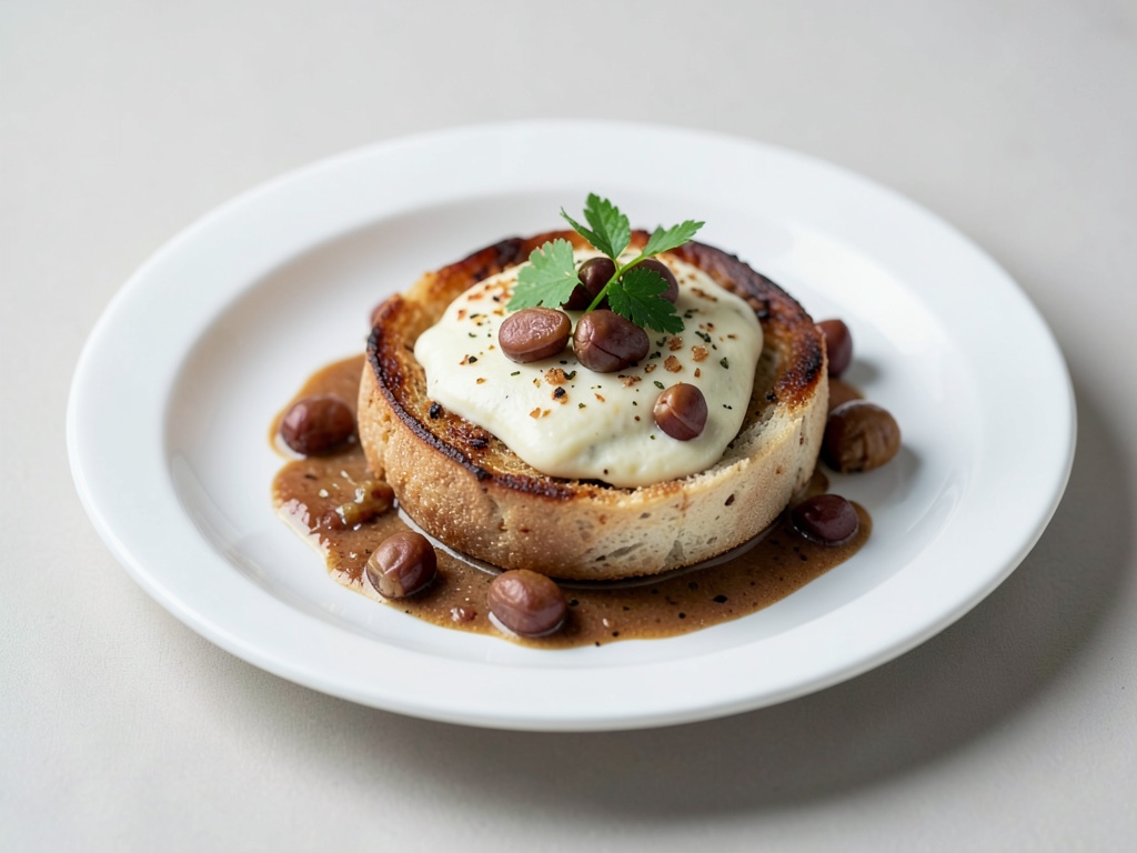 Torta fiamma con formaggio di capra e castagne