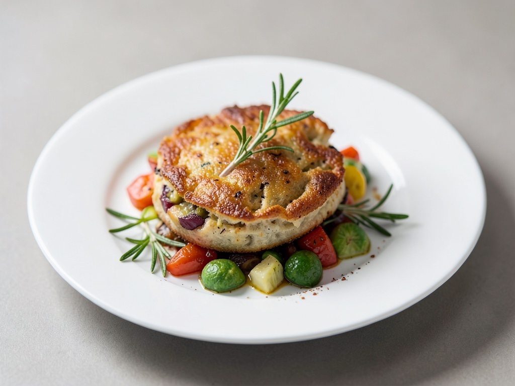 Focaccia croustillante au romarin et aux légumes