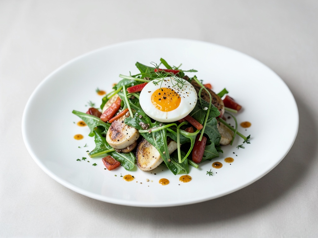 Insalata alla Lionesse con uova alla coque