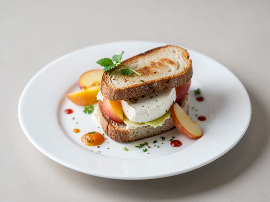 Sándwich francés con camembert y melocotón