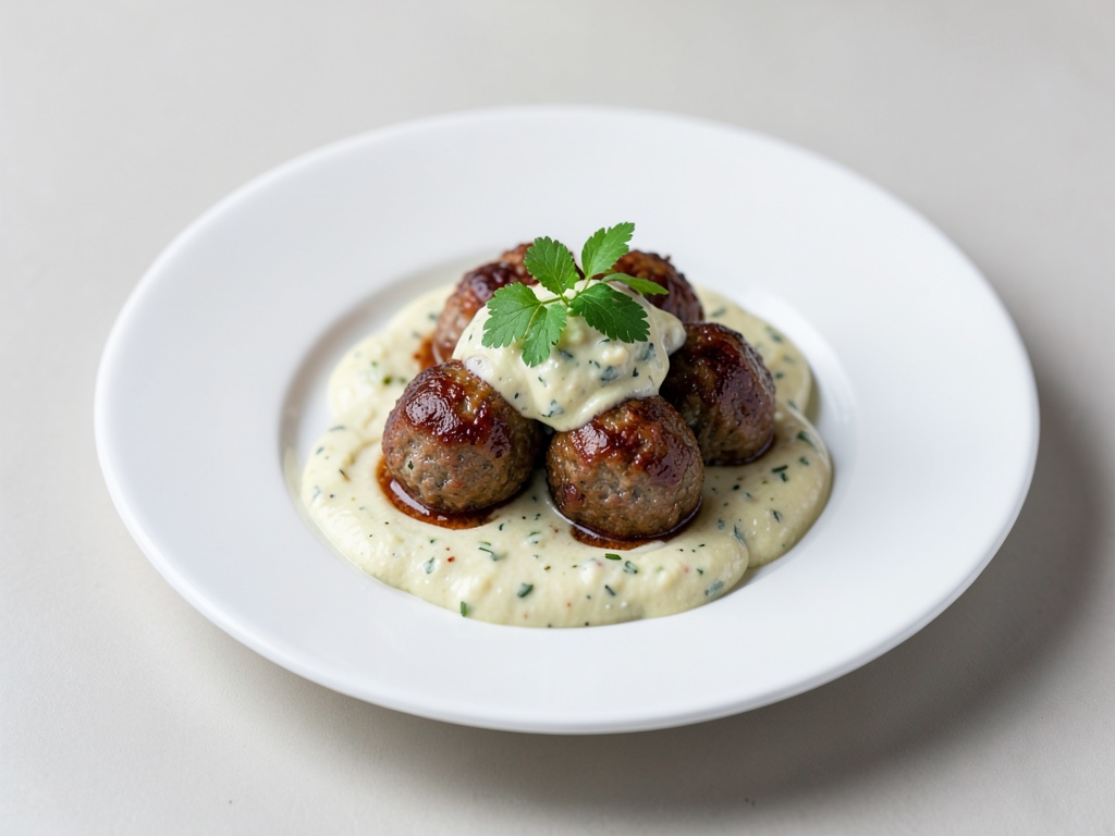 Boulettes de viande avec chou-fleur crémeux