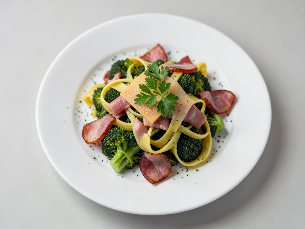 Tagliatelle fresche con cavolo riccio e pancetta croccante