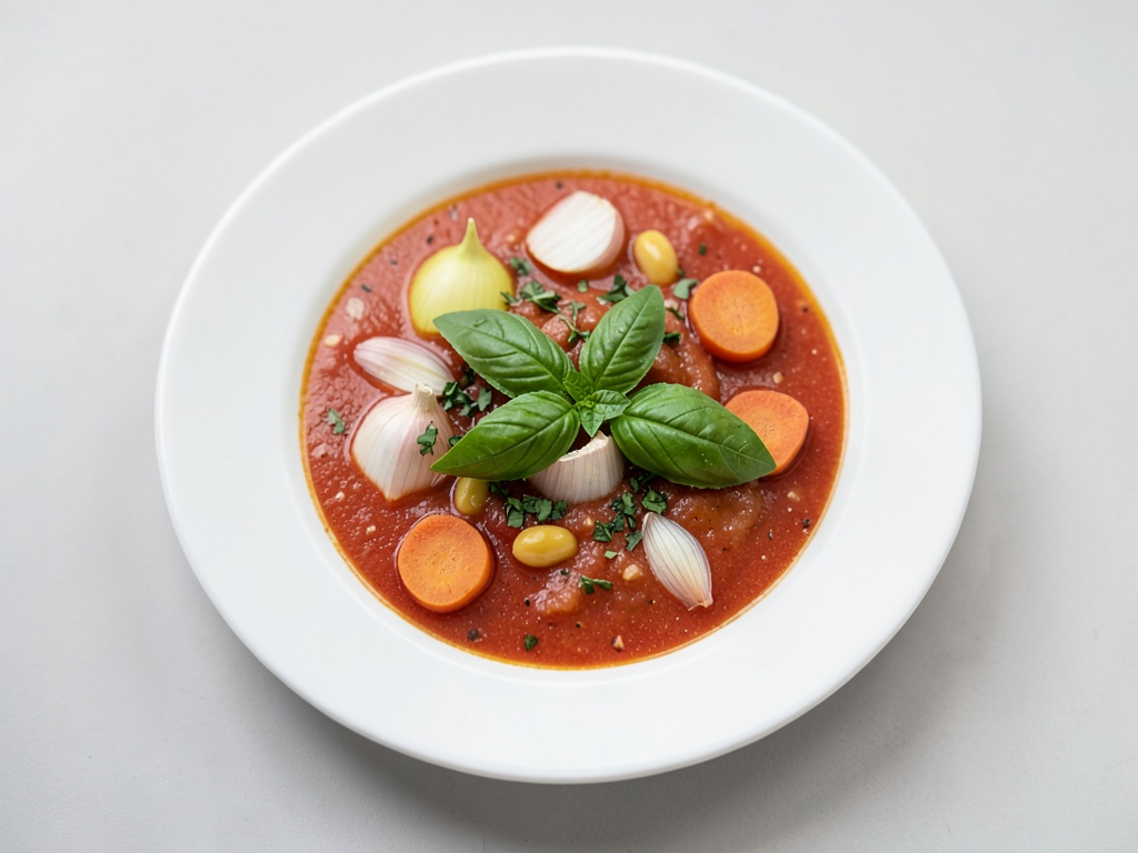 Sopa rápida de tomate y albahaca