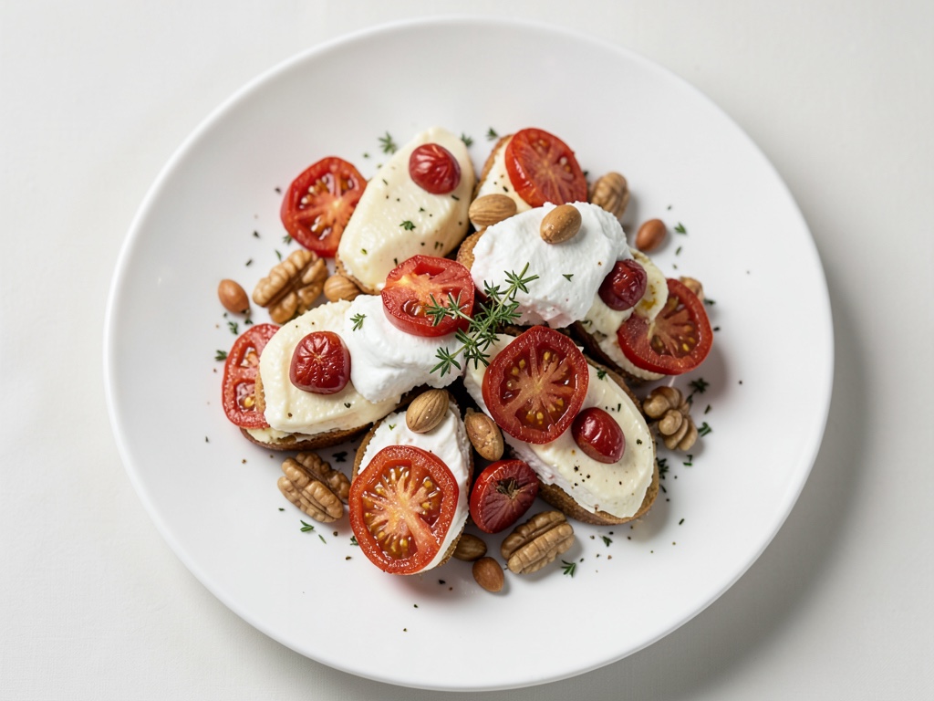 Bocadillos de queso crema con tomates secos y nueces