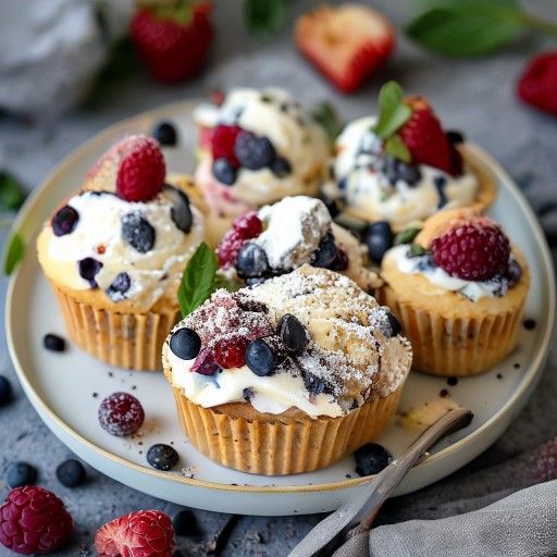 Eisige Joghurt-Beeren-Muffins