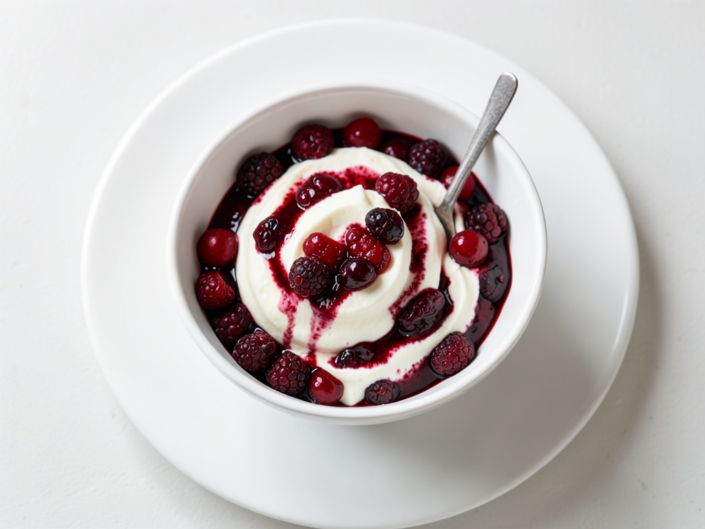 Bowl de desayuno frutal con yogur de arándano