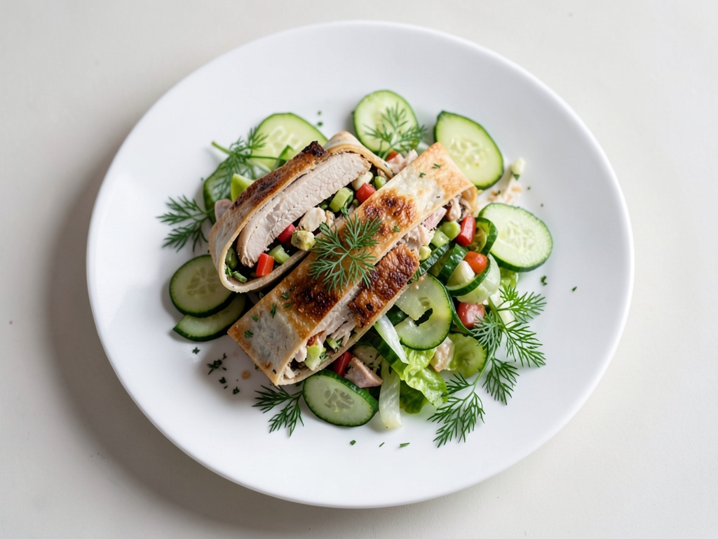 Avvolgito di pollo fruttato con insalata di cetrioli