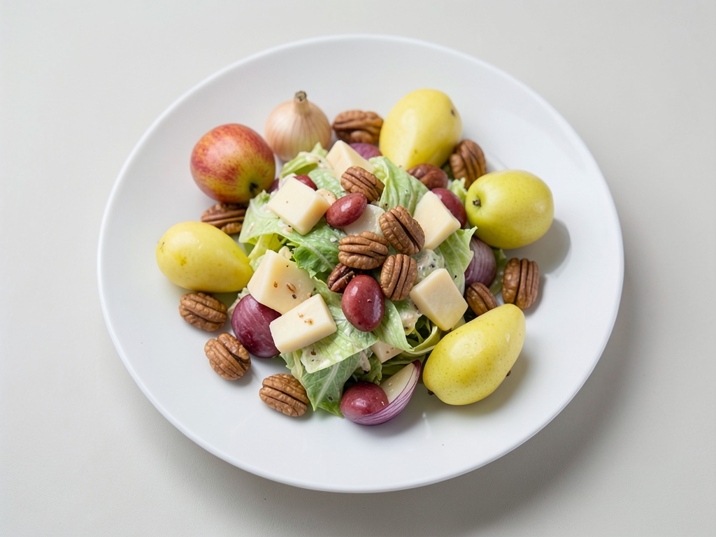 Ensalada de queso frutal con nueces y pera