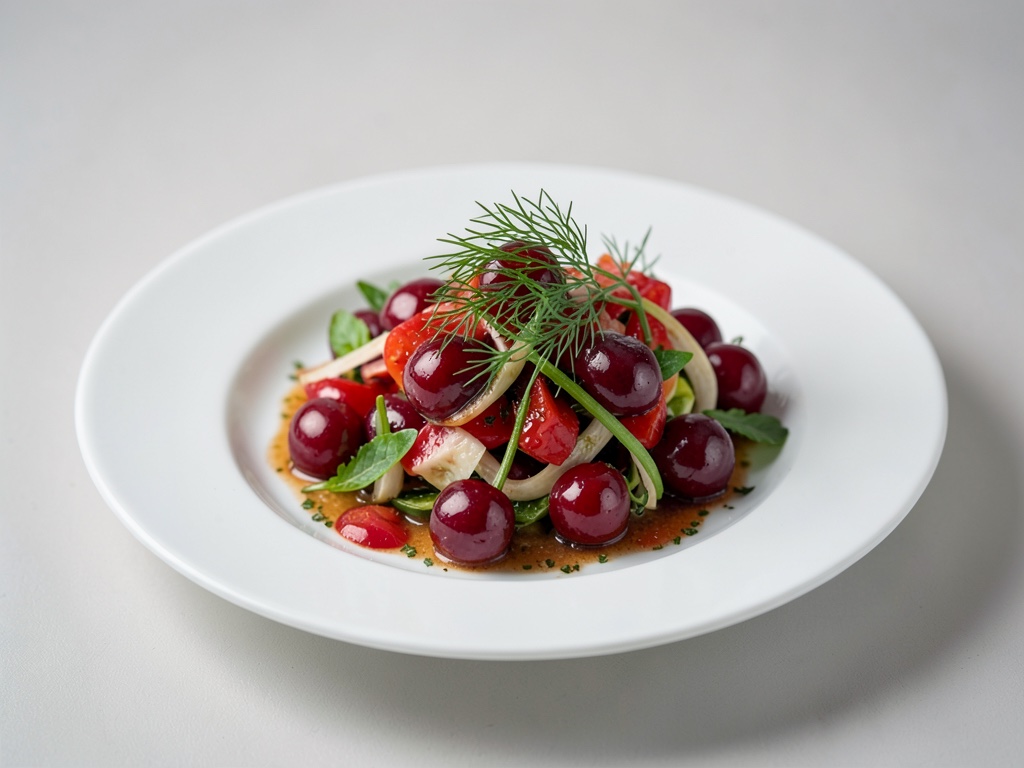 Insalata di ciliegie dolce-acida con aneto