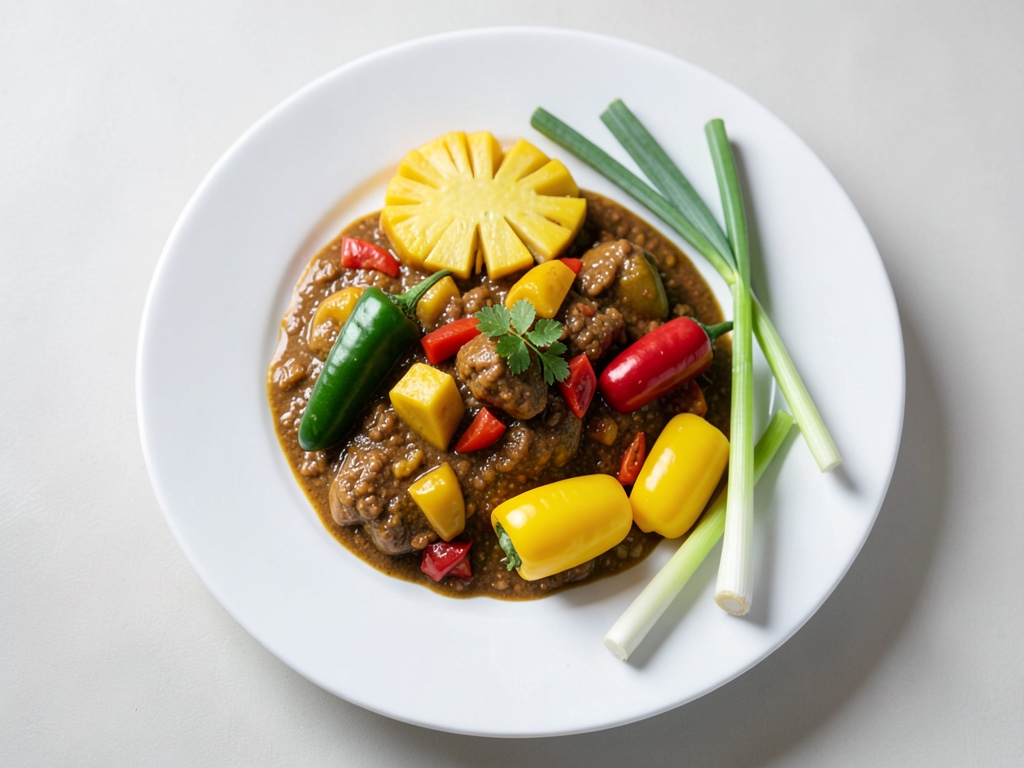 Curry di pollo dolce e acido con ananas e peperoni