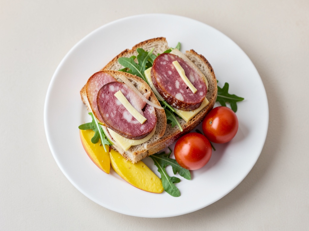 Sándwich de jamón y queso frutal