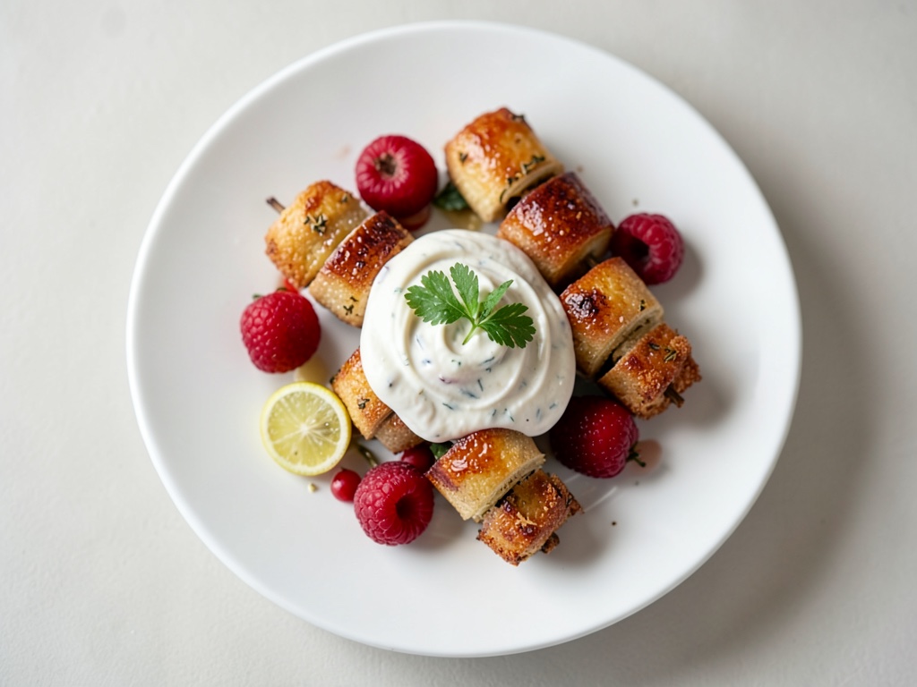 Fruchtspieße mit Ingwer-Joghurt-Dip