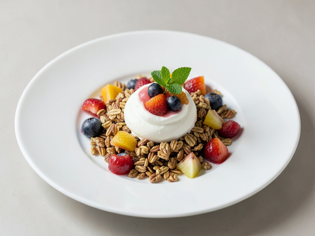 Muesli crujiente con frutas y yogur de soja