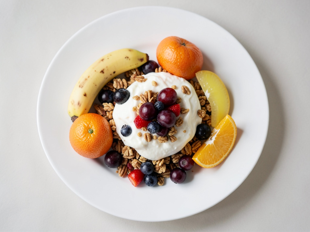 Muesli frutal con crema de yogur y requesón