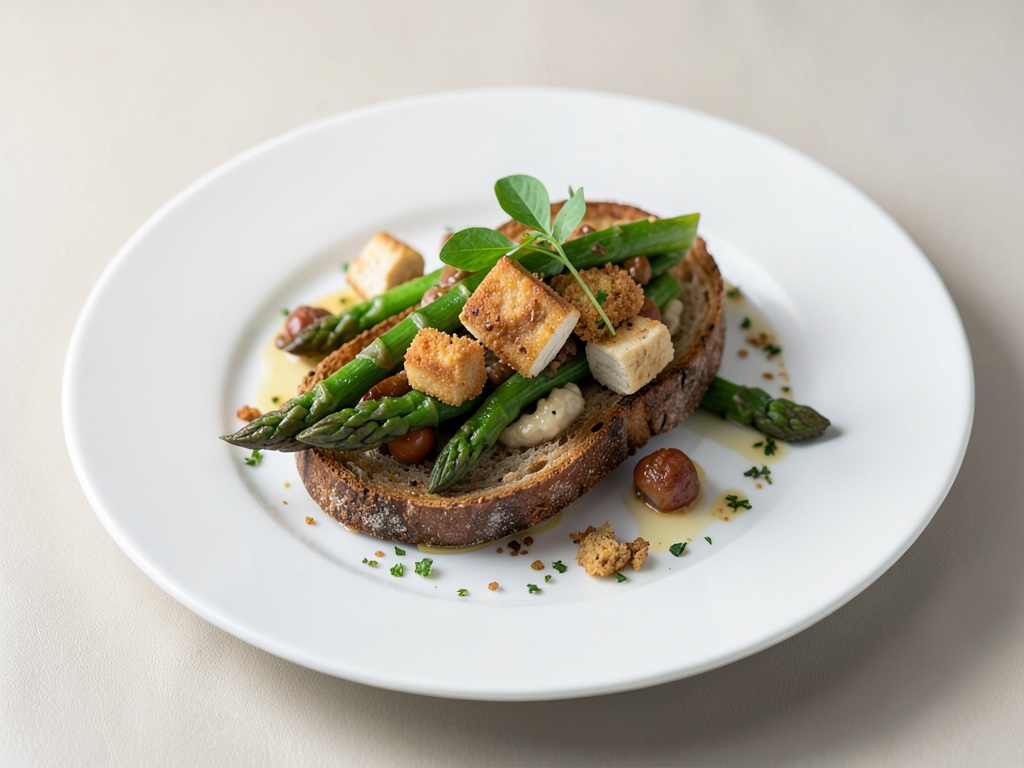 Spring Toast with Asparagus and Fried Tofu
