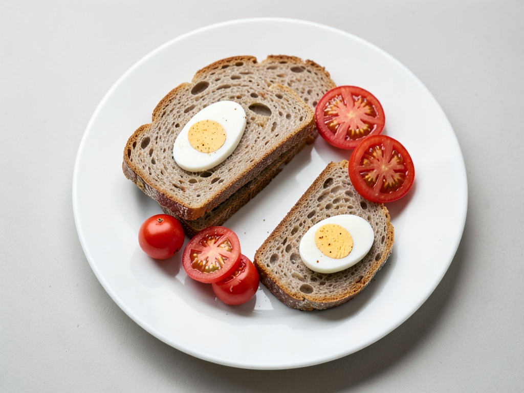 Sándwich crujiente de huevos revueltos con jamón