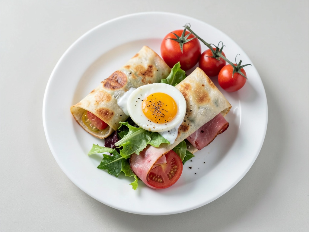 Wrap de desayuno con huevo y jamón