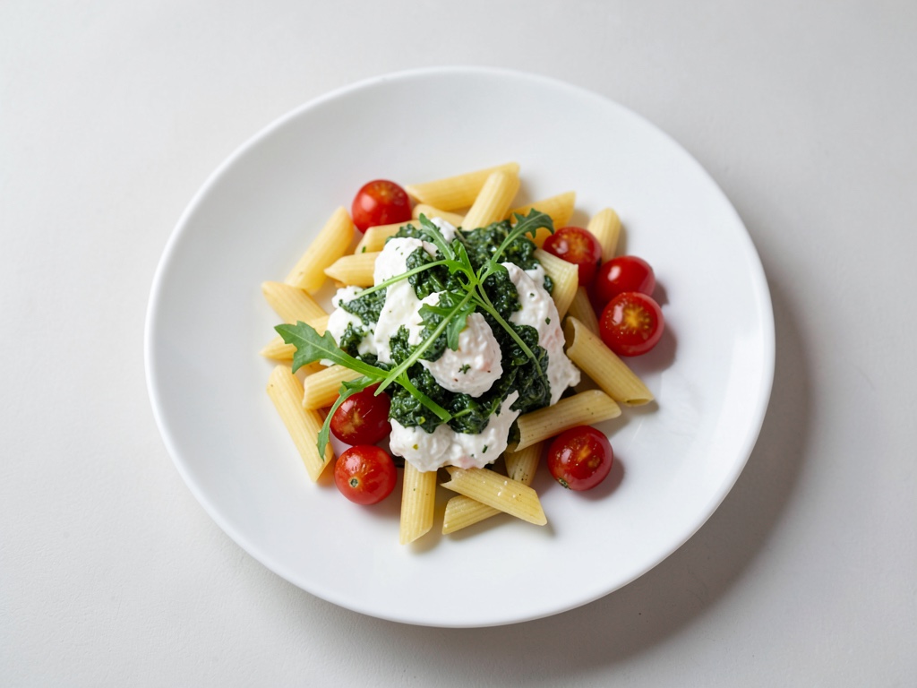 Fusilli con salsa di mozzarella e rucola