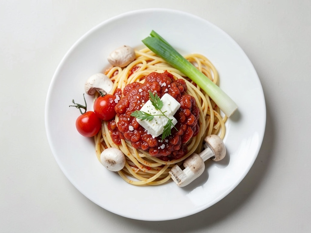 Italienisches Spaghetti-Fußball mit Tomaten-Mozzarella-Sauce