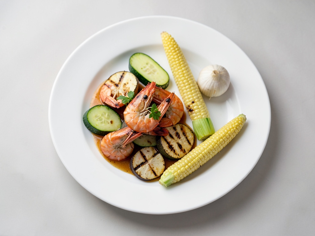 Crevettes grillées en sachet de légumes