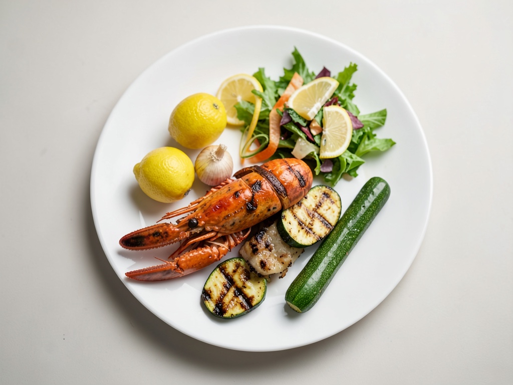 Spiedini di gamberi alla griglia con zucchine e insalata di lime