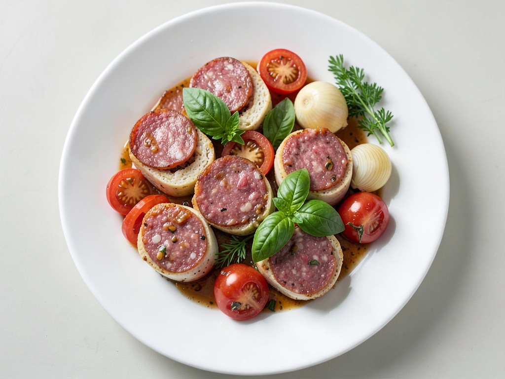 Huevos al horno con pimiento y salami