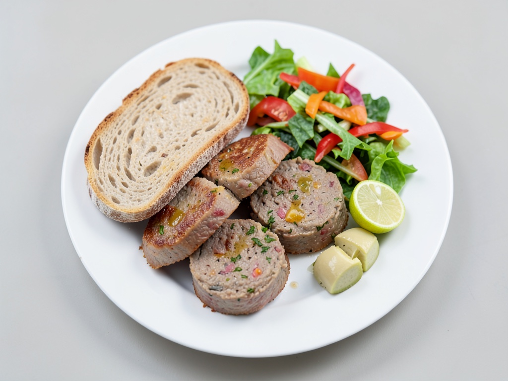 Polpette di maiale croccanti con insalata di verdure e zenzero croccante