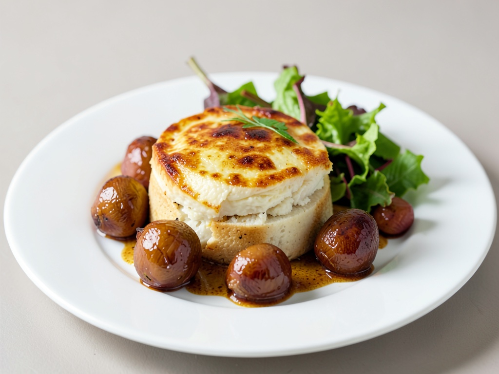 Camembert al forno con castagne glassate e insalata fresca