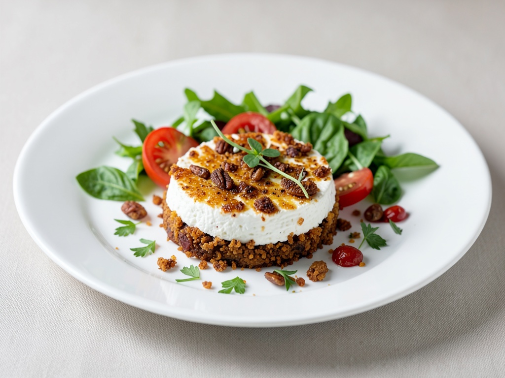 Feta al forno con crosta di castagne e insalata fresca