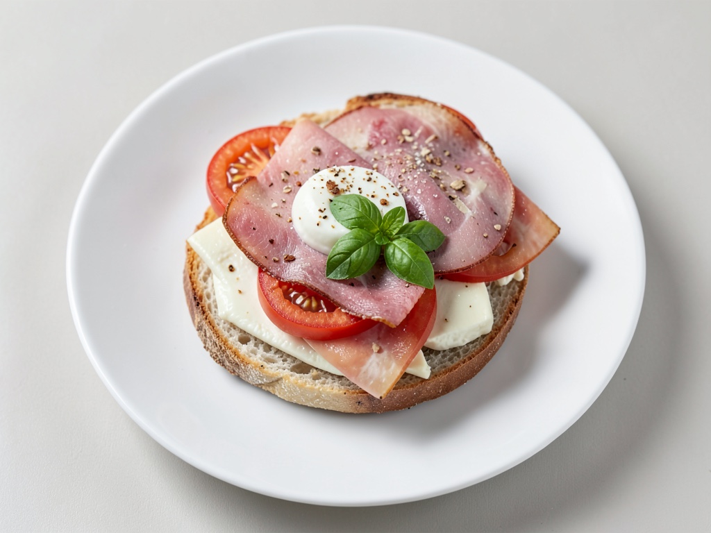 Sándwich al horno con ciabatta, jamón, queso y mantequilla de hierbas
