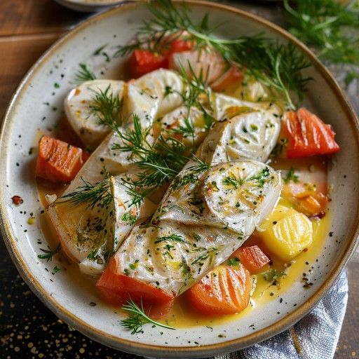 Merluzzo al forno con purè cremoso di patate e piselli