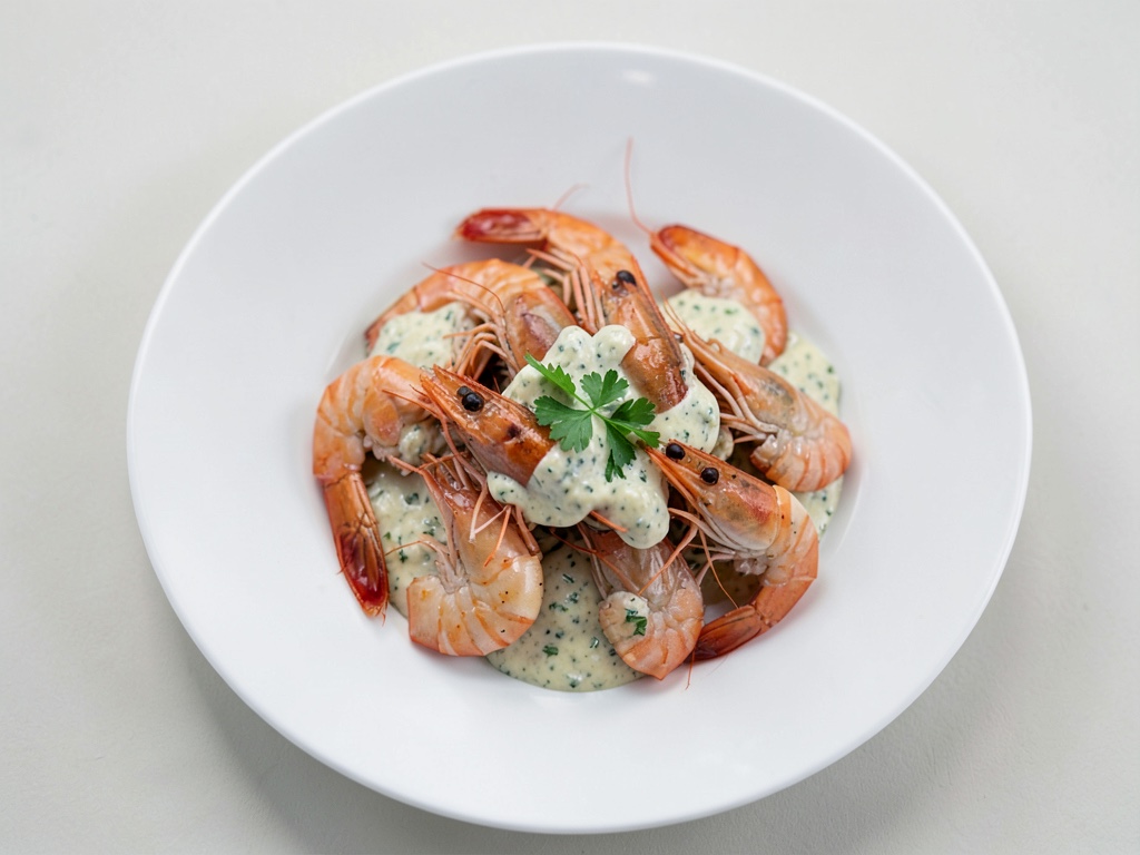 Gamberi all'aglio con crema al burro