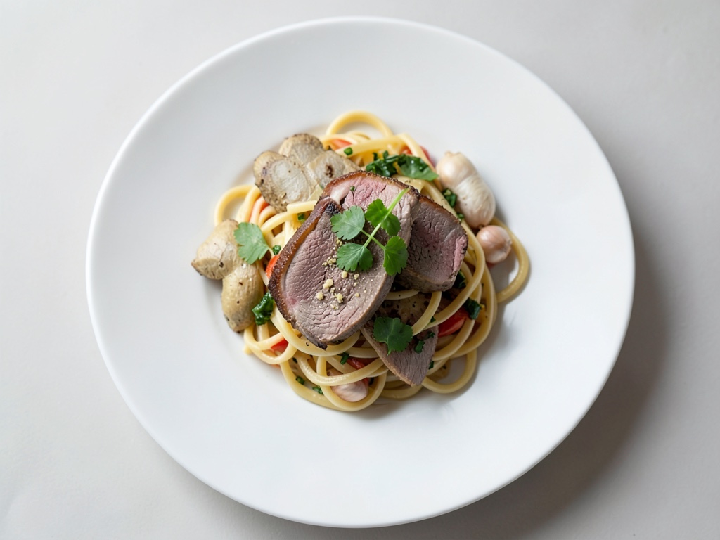 Schnelle Bratnudeln mit asiatisch gewürztem Schweinefilet