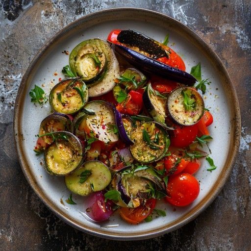 Branzino al limone fritto con verdure alla ratatouille