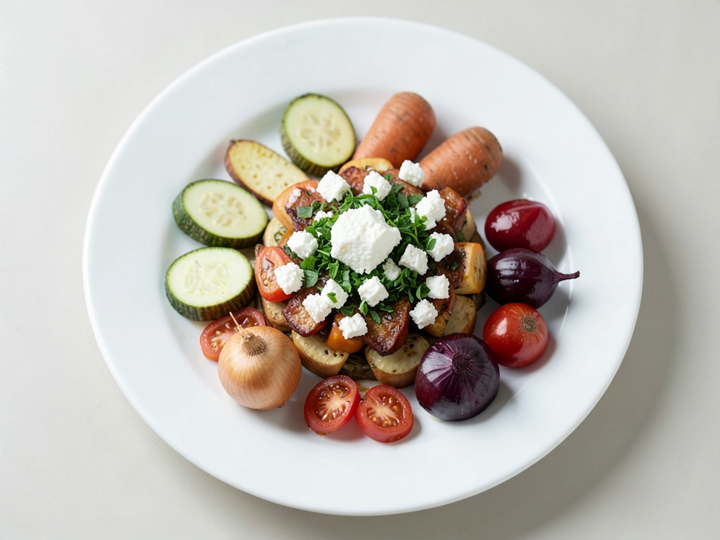 Gebratenes Gemüse mit Feta-Kräuter-Topping