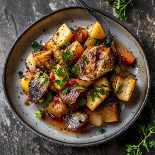 Baccalà al vapore con patate, broccoli e salsa allo aneto fresco
