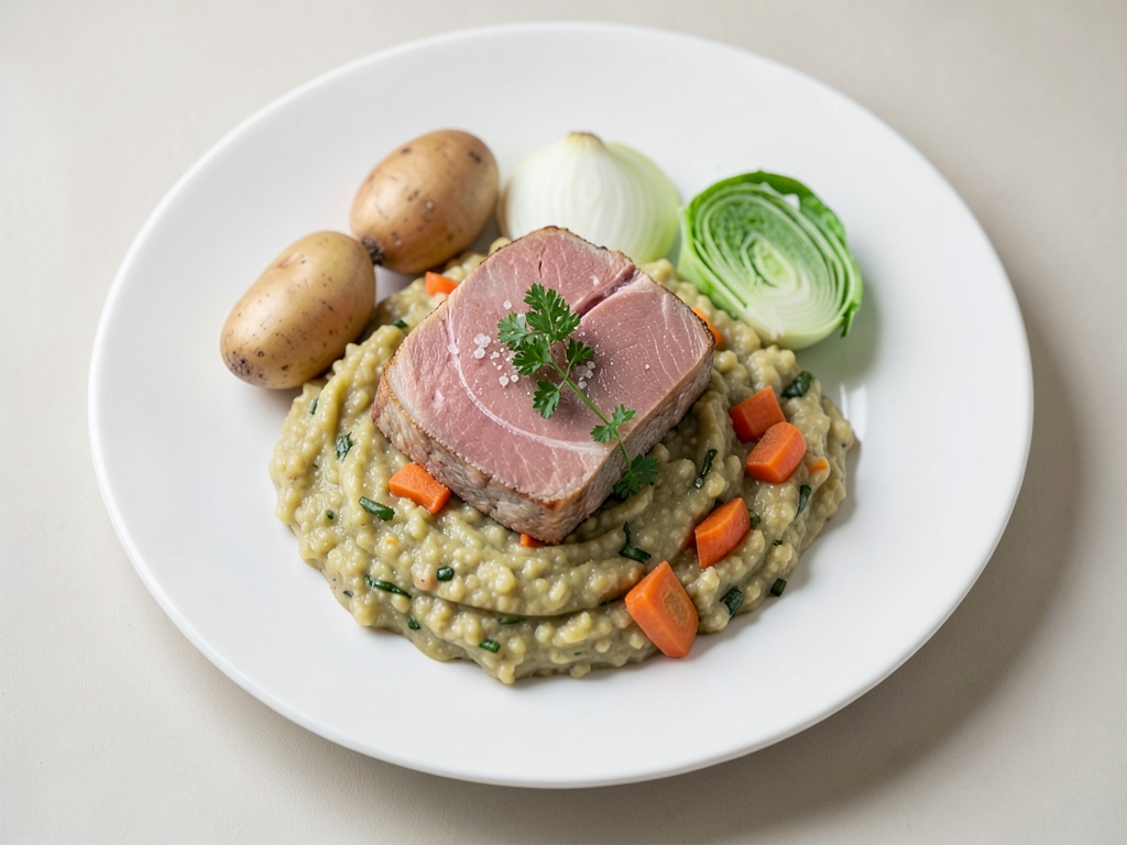 Steamed Salmon on Creamy Horseradish Mashed Potatoes with Colorful Root Vegetables